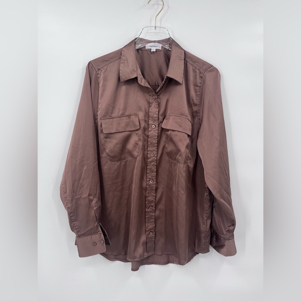 Equipment Women's Classic‎ Signature Doeskin Silk Satin Button Down Shirt M